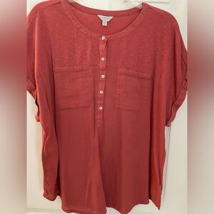 Lucky Brand Women’s Pinkish/Samon 6 Button T-Shirt